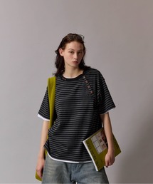 Layered border henlyneck / レイヤードボーダーヘンリーネック（T