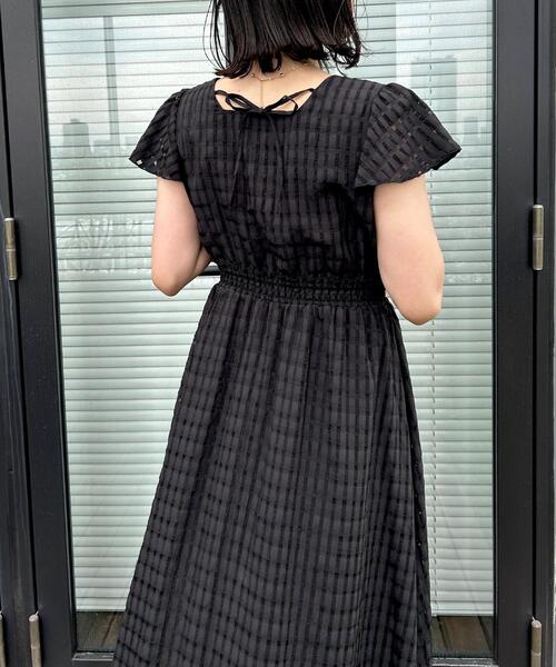 couture brooch(クチュールブローチ)の「【洗える】シアーチェック ワンピース(ワンピース・レディース・ブラック/ホワイト・42/40/38/36)」の12枚目の写真
