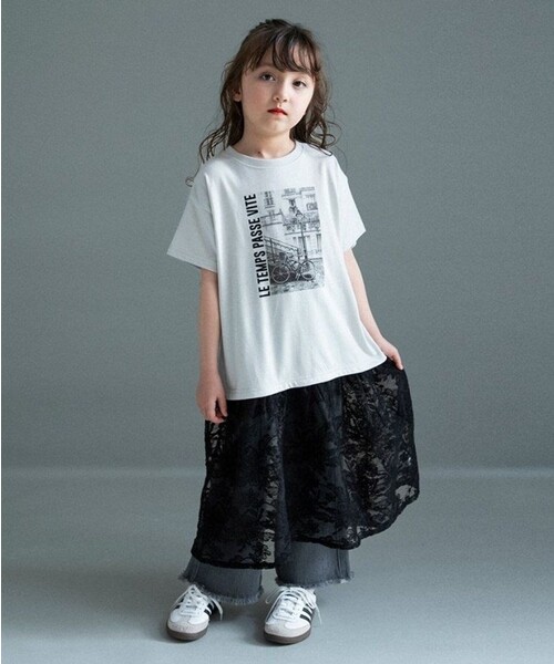 BRANSHES(ブランシェス)の「【WEB限定】レースドッキングワンピース(ワンピース・キッズ・オフホワイト/ライトグレー/ライム・100/140/130/120/110/150)」の2枚目の写真