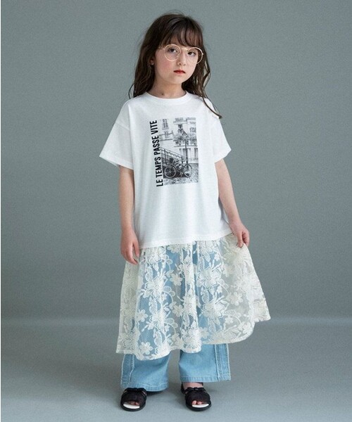 BRANSHES(ブランシェス)の「【WEB限定】レースドッキングワンピース(ワンピース・キッズ・オフホワイト/ライトグレー/ライム・100/140/130/120/110/150)」の5枚目の写真