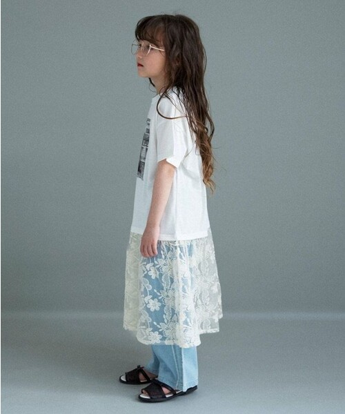 BRANSHES(ブランシェス)の「【WEB限定】レースドッキングワンピース(ワンピース・キッズ・オフホワイト/ライトグレー/ライム・100/140/130/120/110/150)」の6枚目の写真