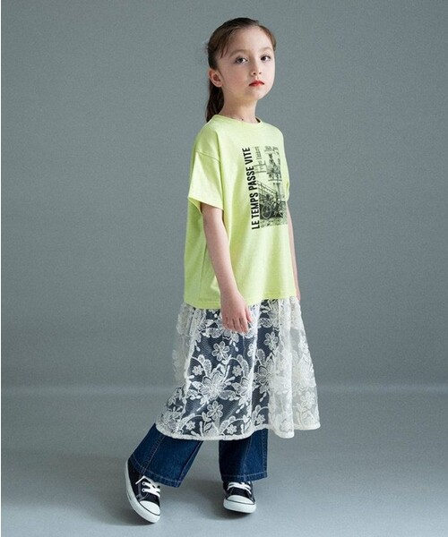 BRANSHES(ブランシェス)の「【WEB限定】レースドッキングワンピース(ワンピース・キッズ・オフホワイト/ライトグレー/ライム・100/140/130/120/110/150)」の17枚目の写真