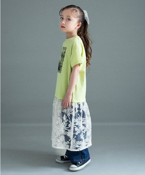 BRANSHES(ブランシェス)の「【WEB限定】レースドッキングワンピース(ワンピース・キッズ・オフホワイト/ライトグレー/ライム・100/140/130/120/110/150)」の18枚目の写真
