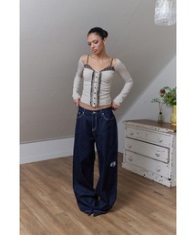 EYEER（イワイイアル）の「LION EMBROIDERY WIDE DENIM PANTS（デニムパンツ）」