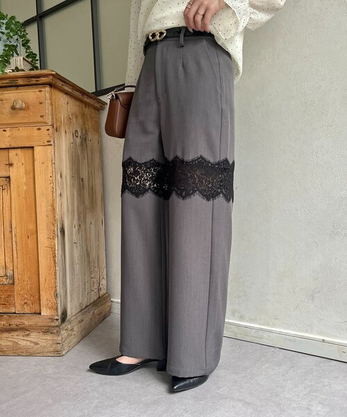 Thevon(ゼボン)の「レース切替スラックス(スラックス・レディース・グレイッシュベージュ/チャコールグレー・S/M)」の8枚目の写真