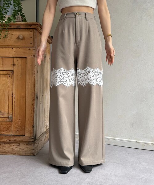 Thevon(ゼボン)の「レース切替スラックス(スラックス・レディース・グレイッシュベージュ/チャコールグレー・S/M)」の14枚目の写真