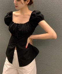 シングルブレストパフスリーブシャツ