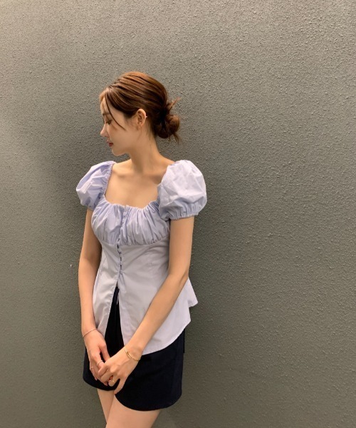 FAVORITO(ファヴォリート)の「シングルブレストパフスリーブシャツ(シャツ/ブラウス・レディース・ブラック/ブルー/ホワイト・F)」の14枚目の写真