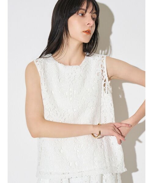 ELENDEEK（エレンディーク）の「LACE LAYERED OP（ワンピース・レディース・オフホワイト/ライトブルー・2/1）」の10枚目の写真