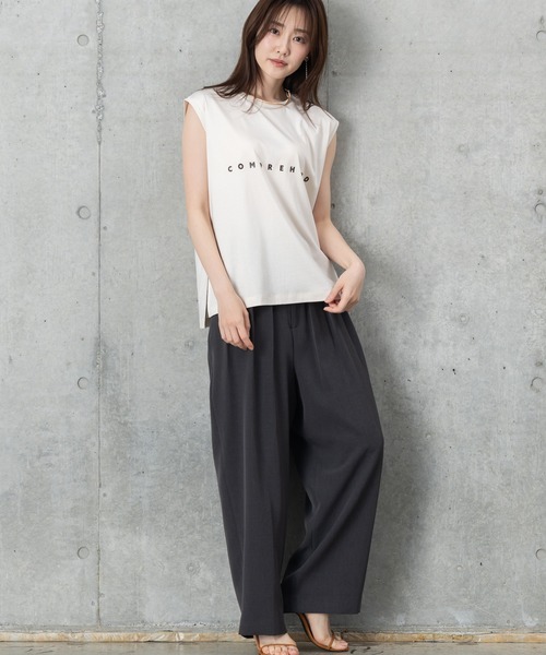 MAISONCOMFY (メゾンコンフィ)の「【接触冷感 控えめロゴTシャツ】ベーシックロゴで大人上品な上質素材Tシャツ(Tシャツ/カットソー・レディース・チャコールグレー/ホワイト/ベージュ・FREE)」の9枚目の写真