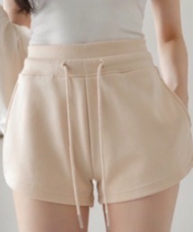 ハイウエスト ドローコード スウェットショートパンツ