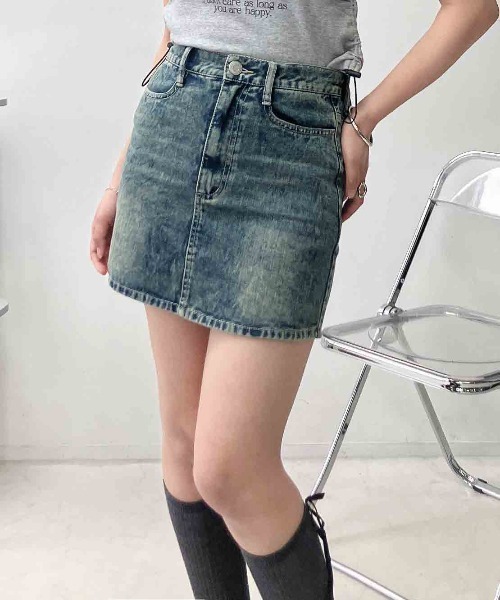 AS KNOW AS plus(アズノゥアズプラス)の「〇シンプル台形ミニスカート(デニムスカート・レディース・カモフラージュ/レオパード/ブルー系/ブラック系・FREE)」の9枚目の写真
