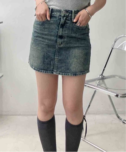 AS KNOW AS plus(アズノゥアズプラス)の「〇シンプル台形ミニスカート(デニムスカート・レディース・カモフラージュ/レオパード/ブルー系/ブラック系・FREE)」の11枚目の写真