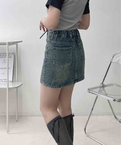 AS KNOW AS plus(アズノゥアズプラス)の「〇シンプル台形ミニスカート(デニムスカート・レディース・カモフラージュ/レオパード/ブルー系/ブラック系・FREE)」の12枚目の写真