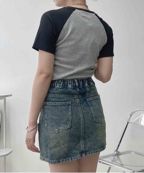 AS KNOW AS plus(アズノゥアズプラス)の「〇シンプル台形ミニスカート(デニムスカート・レディース・カモフラージュ/レオパード/ブルー系/ブラック系・FREE)」の13枚目の写真