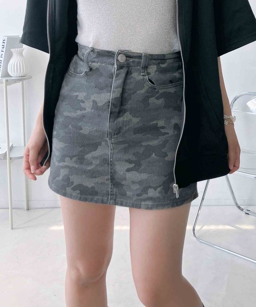 AS KNOW AS plus(アズノゥアズプラス)の「〇シンプル台形ミニスカート(デニムスカート・レディース・カモフラージュ/レオパード/ブルー系/ブラック系・FREE)」の17枚目の写真