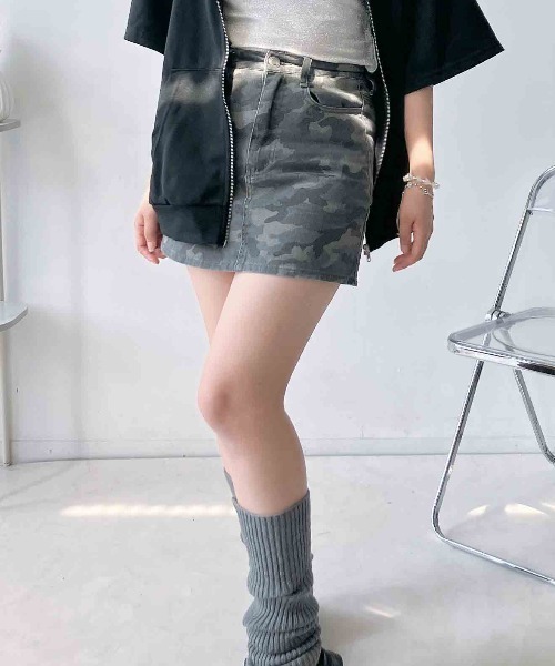 AS KNOW AS plus(アズノゥアズプラス)の「〇シンプル台形ミニスカート(デニムスカート・レディース・カモフラージュ/レオパード/ブルー系/ブラック系・FREE)」の18枚目の写真