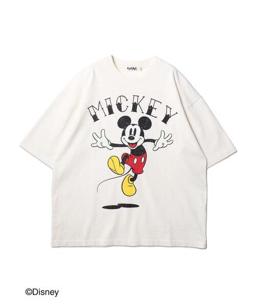 ANTIBAL（アンティバル）の「【ANTIBAL】 ミッキーマウス ""MICKEY""カスレプリント ショートスリーブTシャツ（Tシャツ/カットソー・メンズ・ブラック/ホワイト系1・3）」の2枚目の写真