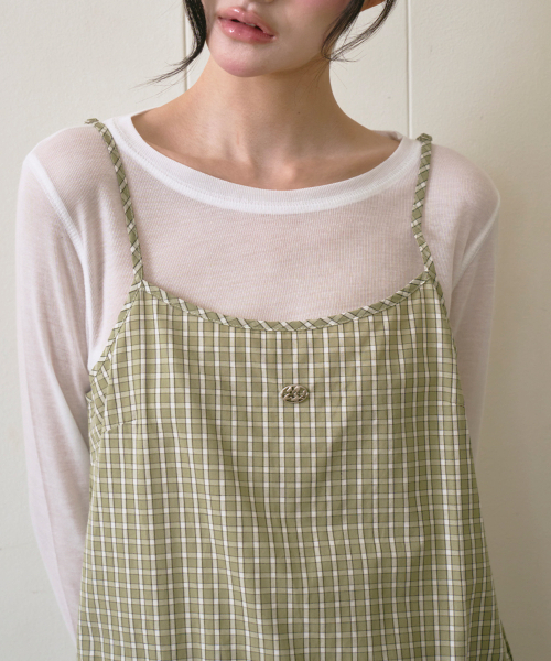 THE GREEN LAB（ザグリーンラボ）の「チェックフリルビスチェナスティップ [ライトグリーン]（Tシャツ/カットソー・レディース・その他・FREE）」の3枚目の写真