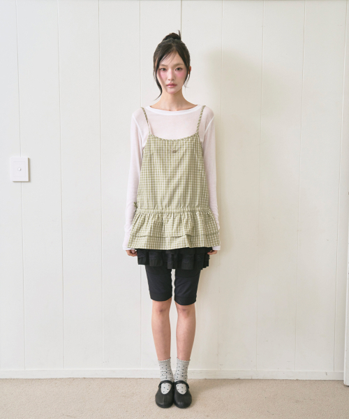 THE GREEN LAB（ザグリーンラボ）の「チェックフリルビスチェナスティップ [ライトグリーン]（Tシャツ/カットソー・レディース・その他・FREE）」の5枚目の写真