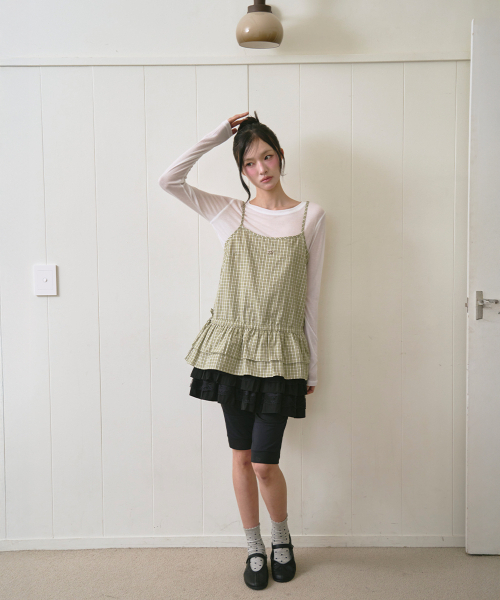 THE GREEN LAB（ザグリーンラボ）の「チェックフリルビスチェナスティップ [ライトグリーン]（Tシャツ/カットソー・レディース・その他・FREE）」の10枚目の写真
