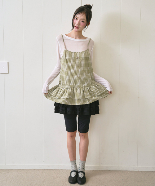 THE GREEN LAB（ザグリーンラボ）の「チェックフリルビスチェナスティップ [ライトグリーン]（Tシャツ/カットソー・レディース・その他・FREE）」の13枚目の写真