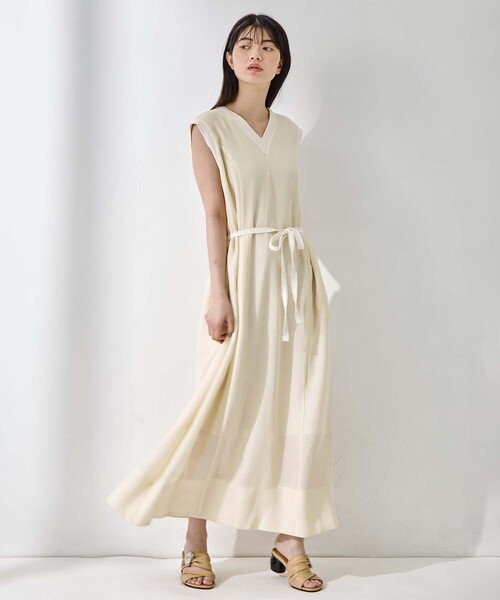 STUDIOUS(ステュディオス)の「【STUDIOUS/ステュディオス】【ベルト⇔チョーカー2WAYワンピ】Washable Mesh Dress/ウォッシャブルメッシュドレス/快適/小顔効果リボン/バケーション(ワンピース・レディース・マルチ/アイボリー・2/1)」の2枚目の写真