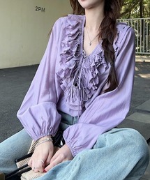 PALAVA レディース オーガニックコットン ブラウス 花柄 (マルチカラー 