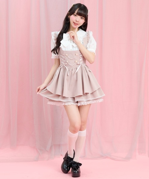 Secret Honey(シークレットハニー)の「ハートパールチェーン付ロンパース(その他パンツ・レディース・ピンク/ブラック・MEDIUM)」の4枚目の写真