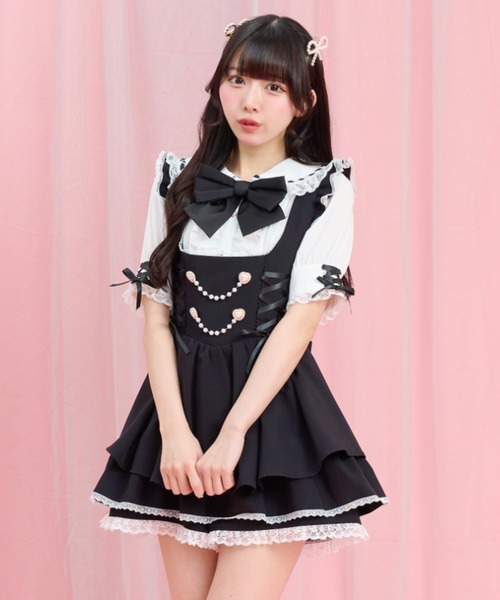 Secret Honey(シークレットハニー)の「ハートパールチェーン付ロンパース(その他パンツ・レディース・ピンク/ブラック・MEDIUM)」の7枚目の写真