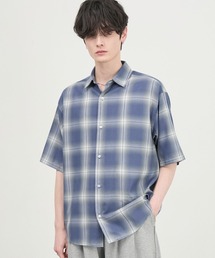 【CIYOT】オンブレチェック コンフォートファブリック レギュラーカラー半袖シャツ<イージーケア・UVカット>