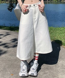 DAY CLOSET | 【大きいサイズ有/膝下丈/ハイウエスト/ウォッシュ加工】ゆったりワイドシルエット。バギーハーフデニムパンツ レディース(デニムパンツ)