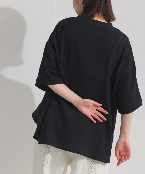 OMNES（オムネス）の「ダブルガーゼハシゴレース半袖シャツ（シャツ/ブラウス・レディース・ブルー/イエロー/ブラック/アイボリー・FREE）」の16枚目の写真