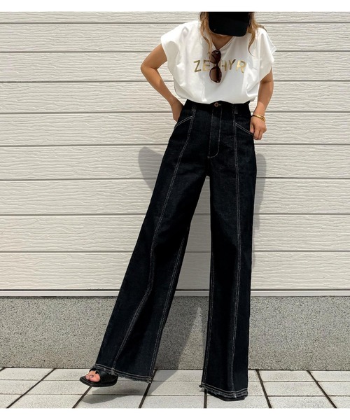 Q(キュー)の「シルケットメタリックロゴT(Tシャツ/カットソー・レディース・グリーン/ブラウン/ホワイト・MEDIUM)」の14枚目の写真