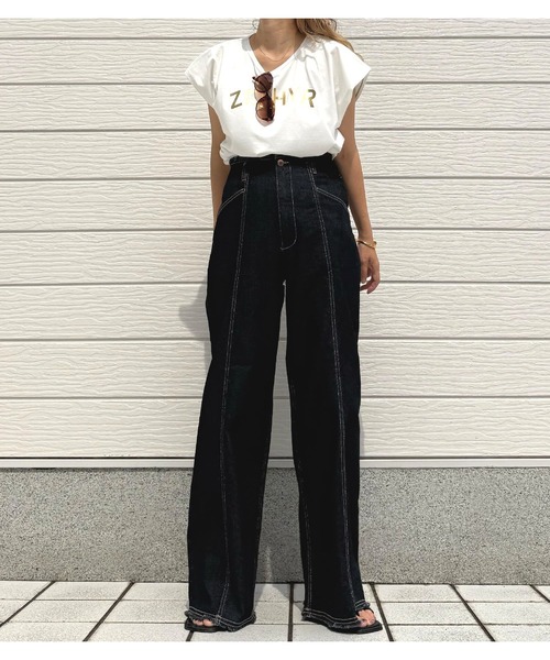 Q(キュー)の「シルケットメタリックロゴT(Tシャツ/カットソー・レディース・グリーン/ブラウン/ホワイト・MEDIUM)」の13枚目の写真