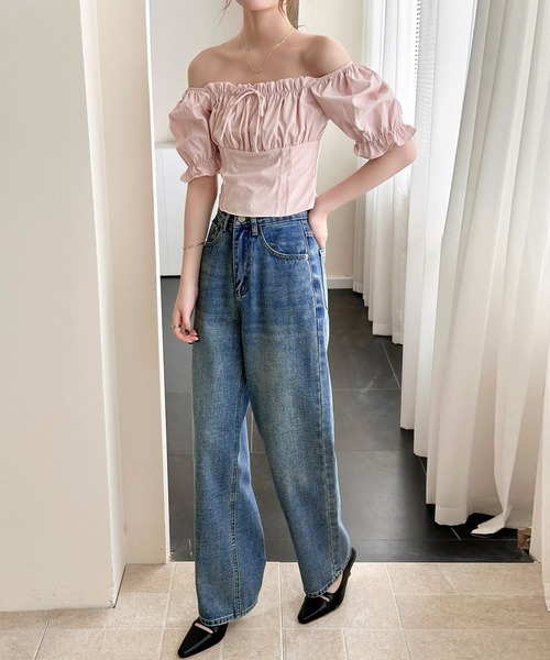DAY CLOSET(デイ クローゼット)の「【大きいサイズ有】穿くだけこなれ魅せ。ゆるっと美脚ハイウエストストレートデニムパンツ レディース(デニムパンツ・レディース・ブルー・XL/L/S/M/2XL)」の8枚目の写真