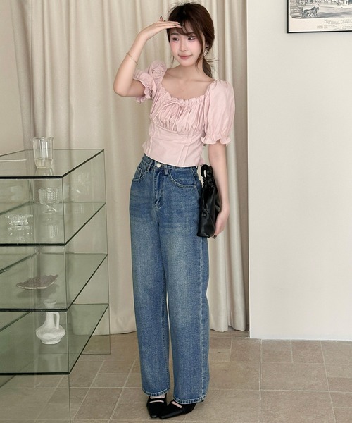 DAY CLOSET(デイ クローゼット)の「【大きいサイズ有】穿くだけこなれ魅せ。ゆるっと美脚ハイウエストストレートデニムパンツ レディース(デニムパンツ・レディース・ブルー・XL/L/S/M/2XL)」の10枚目の写真