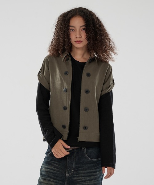 WISH FOR EVER(ウィッシュフォーエバー)の「BUTTON DESIGN LINEN LIKE SHIRT JACKET/ボタンデザインリネンライクシャツジャケット(シャツ/ブラウス・メンズ・ブラウン/オリーブ/ブラック・SMALL/MEDIUM/LARGE)」の3枚目の写真