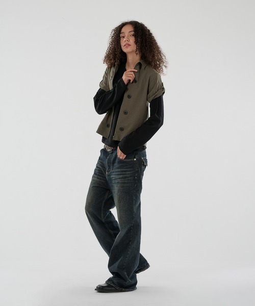 WISH FOR EVER(ウィッシュフォーエバー)の「BUTTON DESIGN LINEN LIKE SHIRT JACKET/ボタンデザインリネンライクシャツジャケット(シャツ/ブラウス・メンズ・ブラウン/オリーブ/ブラック・SMALL/MEDIUM/LARGE)」の12枚目の写真