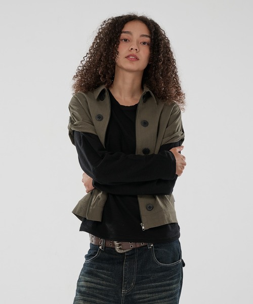 WISH FOR EVER(ウィッシュフォーエバー)の「BUTTON DESIGN LINEN LIKE SHIRT JACKET/ボタンデザインリネンライクシャツジャケット(シャツ/ブラウス・メンズ・ブラウン/オリーブ/ブラック・SMALL/MEDIUM/LARGE)」の14枚目の写真