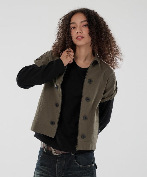 WISH FOR EVER(ウィッシュフォーエバー)の「BUTTON DESIGN LINEN LIKE SHIRT JACKET/ボタンデザインリネンライクシャツジャケット(シャツ/ブラウス・メンズ・ブラウン/オリーブ/ブラック・SMALL/MEDIUM/LARGE)」の15枚目の写真
