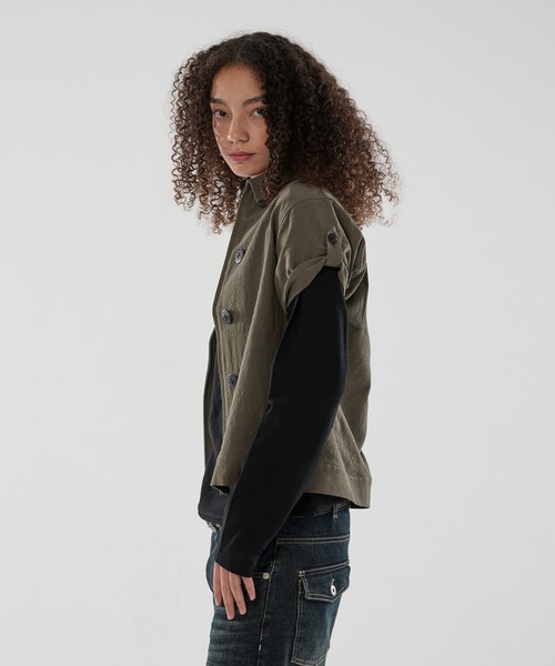 WISH FOR EVER(ウィッシュフォーエバー)の「BUTTON DESIGN LINEN LIKE SHIRT JACKET/ボタンデザインリネンライクシャツジャケット(シャツ/ブラウス・メンズ・ブラウン/オリーブ/ブラック・SMALL/MEDIUM/LARGE)」の16枚目の写真