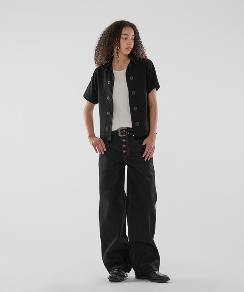 WISH FOR EVER(ウィッシュフォーエバー)の「BUTTON DESIGN LINEN LIKE SHIRT JACKET/ボタンデザインリネンライクシャツジャケット(シャツ/ブラウス・メンズ・ブラウン/オリーブ/ブラック・SMALL/MEDIUM/LARGE)」の20枚目の写真