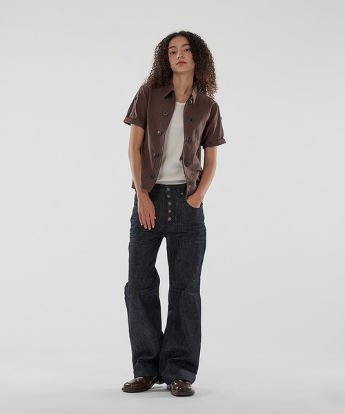 WISH FOR EVER(ウィッシュフォーエバー)の「BUTTON DESIGN LINEN LIKE SHIRT JACKET/ボタンデザインリネンライクシャツジャケット(シャツ/ブラウス・メンズ・ブラウン/オリーブ/ブラック・SMALL/MEDIUM/LARGE)」の18枚目の写真