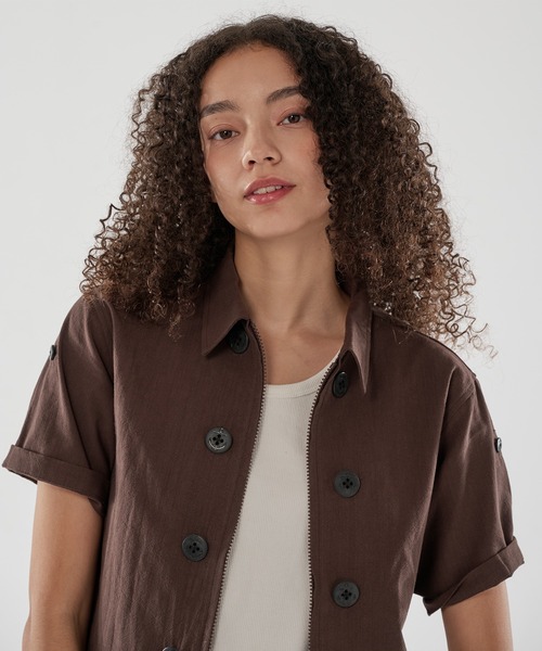 WISH FOR EVER(ウィッシュフォーエバー)の「BUTTON DESIGN LINEN LIKE SHIRT JACKET/ボタンデザインリネンライクシャツジャケット(シャツ/ブラウス・メンズ・ブラウン/オリーブ/ブラック・SMALL/MEDIUM/LARGE)」の5枚目の写真