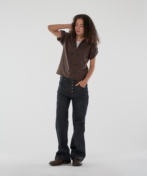 WISH FOR EVER(ウィッシュフォーエバー)の「BUTTON DESIGN LINEN LIKE SHIRT JACKET/ボタンデザインリネンライクシャツジャケット(シャツ/ブラウス・メンズ・ブラウン/オリーブ/ブラック・SMALL/MEDIUM/LARGE)」の8枚目の写真