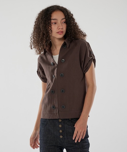 WISH FOR EVER(ウィッシュフォーエバー)の「BUTTON DESIGN LINEN LIKE SHIRT JACKET/ボタンデザインリネンライクシャツジャケット(シャツ/ブラウス・メンズ・ブラウン/オリーブ/ブラック・SMALL/MEDIUM/LARGE)」の9枚目の写真