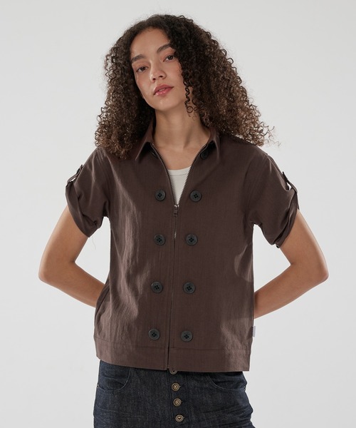 WISH FOR EVER(ウィッシュフォーエバー)の「BUTTON DESIGN LINEN LIKE SHIRT JACKET/ボタンデザインリネンライクシャツジャケット(シャツ/ブラウス・メンズ・ブラウン/オリーブ/ブラック・SMALL/MEDIUM/LARGE)」の10枚目の写真