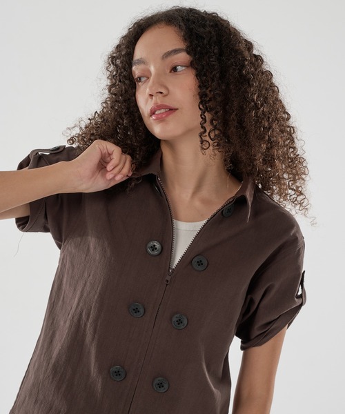 WISH FOR EVER(ウィッシュフォーエバー)の「BUTTON DESIGN LINEN LIKE SHIRT JACKET/ボタンデザインリネンライクシャツジャケット(シャツ/ブラウス・メンズ・ブラウン/オリーブ/ブラック・SMALL/MEDIUM/LARGE)」の11枚目の写真