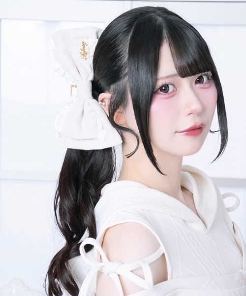 LAFARY(ラファリー)の「コットンレースリボンバンスクリップ(バレッタ/ヘアクリップ・レディース・ピンクベージュ/アイボリー/ブラック・FREE)」の2枚目の写真